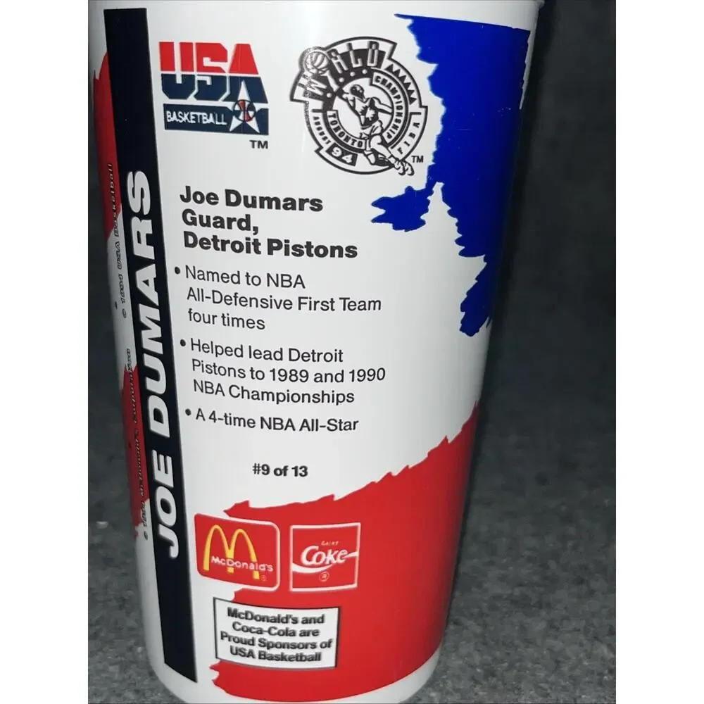 1994 McDonalds Dream Team II USA Cups Lot 10 Kemp Johnson Wilkins Dumars Price